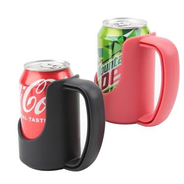 Imagem de Alças para latas de bebidas, LUVCOSY 2 peças de suporte de lata com alça, alça de mão reutilizável para lata padrão de 340 g, como refrigerante, cerveja, pop, manter as mãos quentes e secas, presente