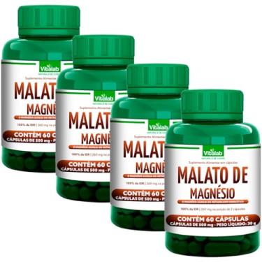 Imagem de Kit 4 Malato de Magnésio Vitalab 500Mg 60 Cápsulas