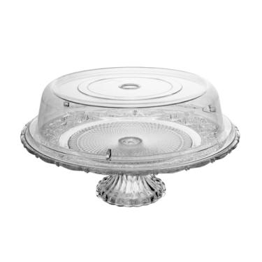 Imagem de LYOR - Prato para Bolo de Vidro com Pé e Tampa de Plástico Angel 30cm x 30cm x 10cm