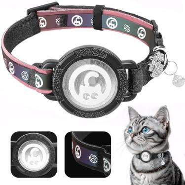 Imagem de Coleira Airtag para gatos | Coleira impermeável para gatos - Coleira de Airtag de gato breakaway com sinos, pata de diamante fofa, refletiva, leve coleira para gatos GPS para meninas, meninos,