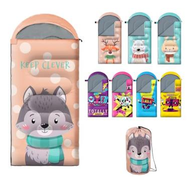 Imagem de Saco de dormir para crianças, sacos de dormir portáteis de acampamento para meninos e meninas com estampa de desenho animado, leve, impermeável, compacto, saco de dormir para ambientes internos e