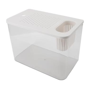 Imagem de Pequeno Tanque de Peixes Aquário de Plástico Transparente para Peixe Dourado Camarão Betta Peixe Tartaruga Mini Gabinete de Mesa Decoração de Casa (Branco)