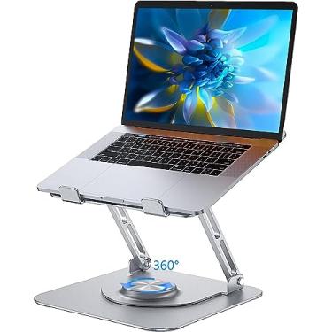 Imagem de TDOO Suporte ajustável para laptop para mesa com base giratória de 360°, suporte ergonômico para trabalho colaborativo, suporte portátil dobrável para computador serve para todos os MacBooks de 10 a