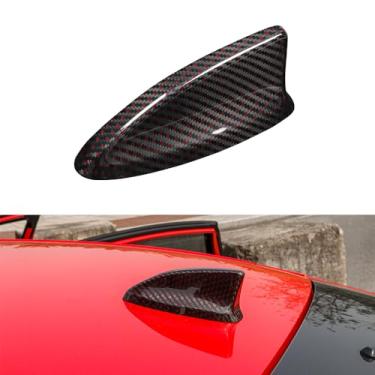 Imagem de JSWAN Cobertura de base de antena de barbatana de tubarão de teto de carro de fibra de carbono adequada para 11ª geração Civic Type R FL5 Typer Roof Air Radio Signal Base Toppers Cover (vermelho