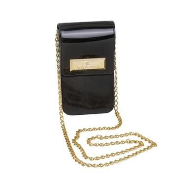 Imagem de Bolsa preta feminina com corrente dourada e botão com imã