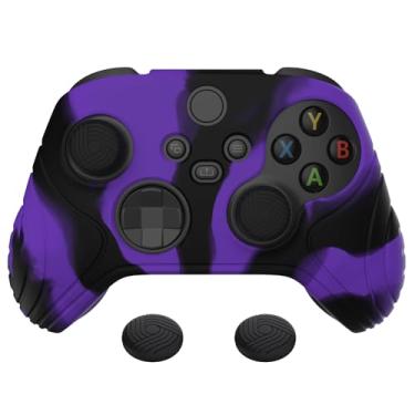 Imagem de eXtremeRate PlayVital Samurai Edition Anti-Slip Controller Grip Silicone Skin for Xbox Core Controller, Ergonomic Protective Case Cover for Xbox Series S/X w/Thumb Grips - Purple & Black