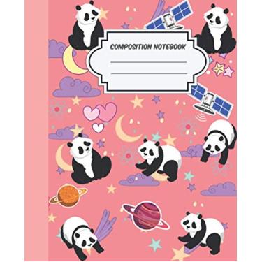 Imagem de Composition Notebook Panda and space: Wide Ruled School Office Home Student Teacher 112 Pages - Pandas Rainbows Cute Notebook Panda and space