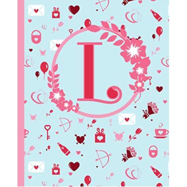 Imagem de L: Monogram Initial letter L Composition Notebook, Nifty Girly Pink & red hearts symbols Personalized Name wide Ruled Paper Notebook for Writing & Notes (7.5” x 9.25”) for Women Teens Girls and Kids