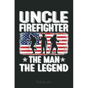 Imagem de Mens Retro US Flag Father's Day Uncle Firefighter The Legend Notebook: Appreciation Notebook/Journal Homebook For your favorite Firefighter | 6"x9", 110 pages | Lined | Firefighter Gift Idea