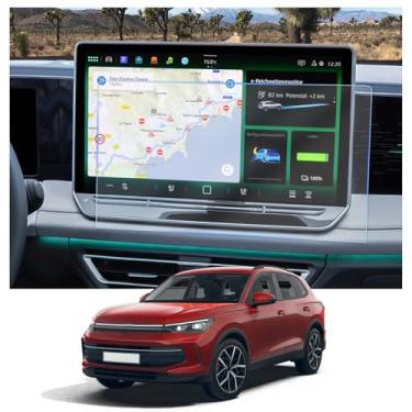 Imagem de CDEFG 2 peças para 2025 VW Tiguan 12,9 polegadas protetor de tela compatível com 2025 Volkswagen VW Tiguan 12,9 polegadas capa de tela sensível ao toque 2025 VW Tiguan acessórios HD transparente