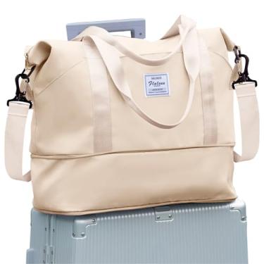 Imagem de Bolsa esportiva de viagem, bolsa esportiva, bolsa de ginástica, bolsa de ombro para noite de fim de semana para mulheres, A1 - bege - expansível, Grande