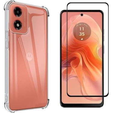 Imagem de Kit Capa Capinha Para Moto G04 Case Air Anti Impacto Transparente  Pel