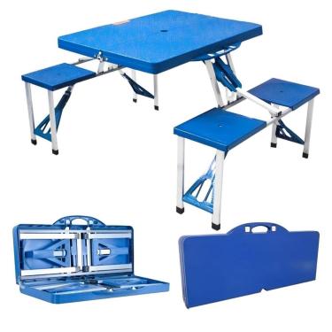Imagem de Mesa Camping Praia Dobrável Portátil 4 Bancos Vira Maleta