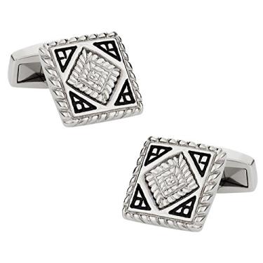 Imagem de Abotoaduras de aço inoxidável detalhadas Cuff-Daddy com caixa de apresentação