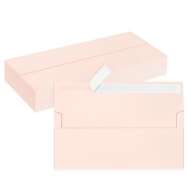 Imagem de LIKAJON Pacote com 50 envelopes empresariais nº 10, envelopes padrão rosa blush, autovedação, envelopes de correspondência comercial tamanho carta para cheques, faturas, declarações, aniversário,