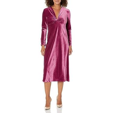 Imagem de Maggy London Saia feminina midi torcida com decote em V, Veludo - Poção roxa, 17