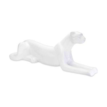Imagem de Escultura Decorativa Onça Deitada Branco 17,5x52x13 Cm - D'rossi - PIE