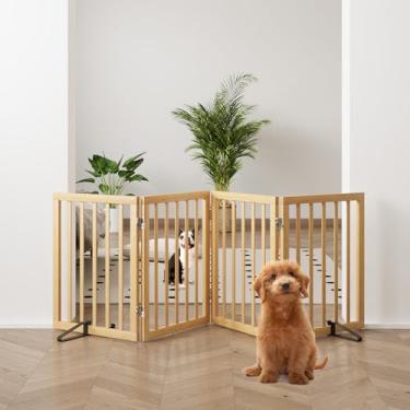 Imagem de Mino Kesper Portão De Cachorro Natural De 37-74" De Largura Para Escada, Portões De Cachorro De Bambu Para Portas De Casa, Portões Independentes Para Animais De Estimação Para Cães, Portão De Cerca
