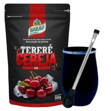 Imagem de Barão de Cotegipe, Kit Erva Mate Tereré Black Cereja Ice 500g Copo Bomba Barão