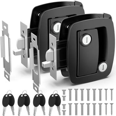 Imagem de BEBOBLY Substituição de fechadura de porta de trailer, liga de alumínio, trinco de porta de trailer com fechadura de pá e 4 chaves, fechaduras de porta de trailer 100% metal, fechadura de porta de