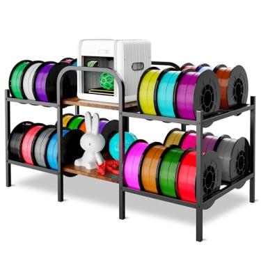 Imagem de FREBOMBOO Rack de armazenamento de filamento de impressora 3D, suporte de filamento de 2 camadas para acessórios de filamento de rolamento de impressora 3D, ABS/PLA/TPU/nylon, suporte de carretel