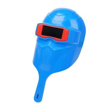 Imagem de shamjina Capacete de solda portátil, escudo facial com óculos Protetor Máscara de soldador de proteção ocular para homens em casa, Azul