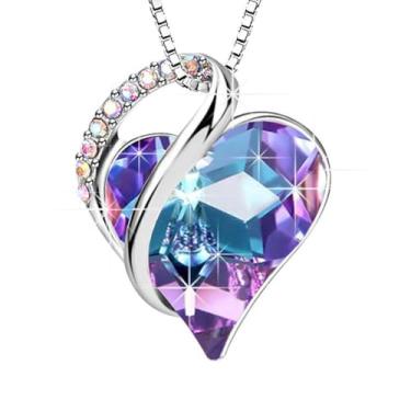 Imagem de Colares com pingente de coração de cristal Swarovski para mulheres, joias elegantes banhadas a ouro 14 K