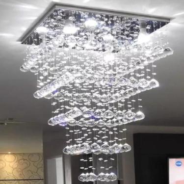 Imagem de Lustre Torre De Cristais Verdadeiros k9 Para  Pé Direito Duplo - LUZ D