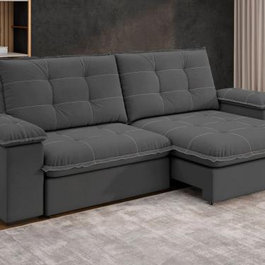 Imagem de Sofá Fofao Premium Slim 2.50 Cm Retrátil e Reclinável 4 Lugares Titânio