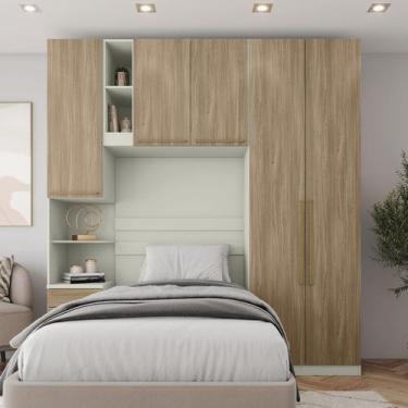 Imagem de Guarda-Roupa Solteiro Modulado Seletto 5 Portas 6 Gavetas Me25 Areia/J