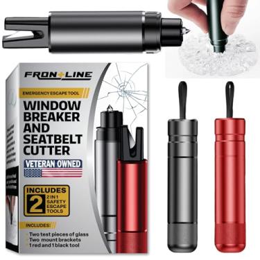 Imagem de FRONTLINE Disjuntor de janela e cortador de cinto de segurança (pacote com 2) disjuntor de vidro de janela de carro martelo de segurança ferramenta de fuga de emergência acessórios de carro