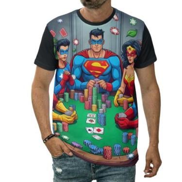 Imagem de Camiseta Super-heróis Jogando Pôquer Baralho Jogo De Cartas - Darkwood