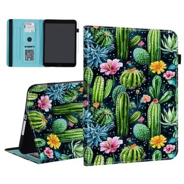 Imagem de BFUKVOU Capa para Samsung Galaxy Tab S9 FE 5G 10,9 polegadas/Galaxy Tab S9 11 polegadas 2023, slot para cartão, capa de couro PU TPU com suporte para caneta, hibernar automaticamente, cacto fofo
