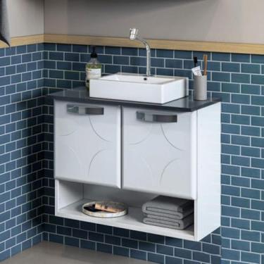 Imagem de Gabinete de Banheiro com Tampo e 2 Portas Suspenso 70,5cm Multimóveis Cr10143 Branco