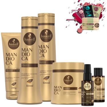 Imagem de Kit Haskell Mandioca Sh Cond Masc 500 Leave Nect Reparador