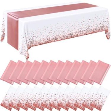 Imagem de Conjunto de toalhas de mesa Breling branco/ouro rosa, plástico 54x108 