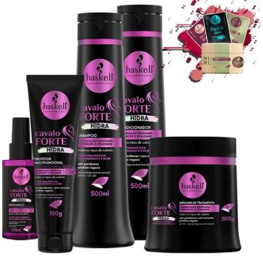 Imagem de Kit Haskell Cavalo Forte Hidra Sh Cond Masc 500 Prot e Sérum