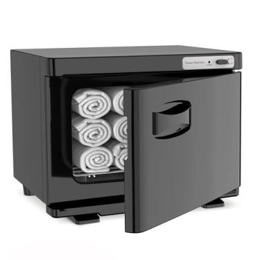 Imagem de Aquecedor de toalha quente profissional 8L pequeno armário cor preta para spa salão de beleza barbearia e uso doméstico