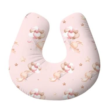 Imagem de Almofada de Amamentação Ergonômica para Bebê e Mamãe Antialérgica – Suporte para Amamentar com Conforto – Balão Rosa
