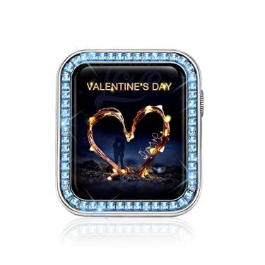 Imagem de top4cus Capa para iwatch de 42 mm para presente de dia dos namorados compatível com Apple Watch de 42 mm: capa brilhante de diamante para iPhone Watch série 3/2/1 (Nemophila, 42 mm)