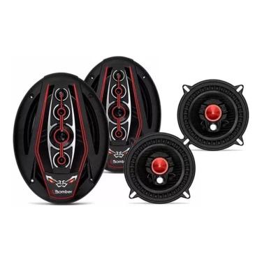 Imagem de Kit Par De Alto Falantes Bomber Bicho Papão 6x9 Pol 350W RMS + Par Alto Falantes Triaxial 5" Bomber 50W RMS