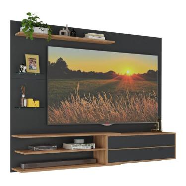 Imagem de Painel Para Tv Até 65 Polegadas 1 Porta E Prateleiras Multimóveis Mp1064 Preto/rustic Preto/rustic