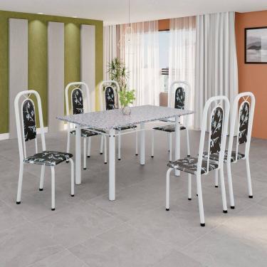 Imagem de Conjunto Sala de Jantar com 6 Cadeiras Lara Preto / Branco