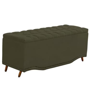 Imagem de Calçadeira Baú King Size Estofada Maitê Veludo Cor Chocolate