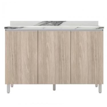 Imagem de Balcão Triplo Bartira Amazonita Com 3 Portas E 1 Prateleira Thassos