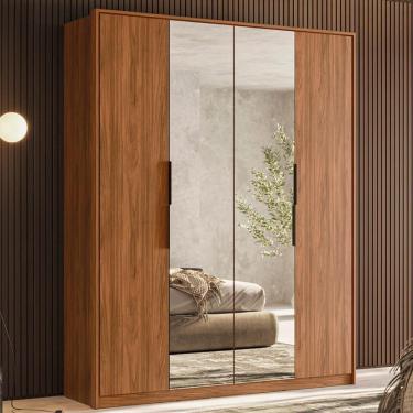 Imagem de Guarda Roupa Casal 4 Portas Com Espelho E 3 Gavetas Grécia - Nogueira Touch Nogueira Touch
