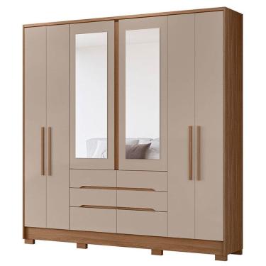 Imagem de Guarda Roupa Casal San Francisco 6 Portas Carvalho Fendi com Espelho - Moval