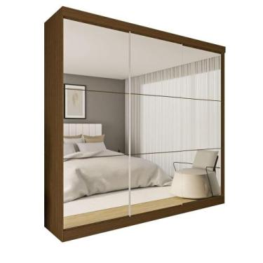 Imagem de Guarda Roupa 3 Portas de Correr Todo Espelhado 4 Gavetas Rennes Minast