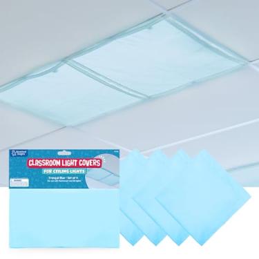 Imagem de Educational Insights Mini Square Fluorescent Light Covers 4-Pack: Tranquil Blue – Ceiling Light Filters for Classroom, Office & Home, Overhead LED Shades, Calming Sensory Fixtures & Teacher Essentials