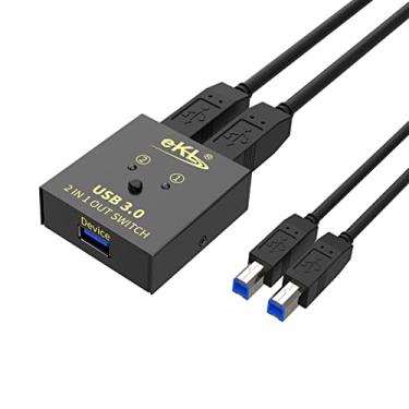 Imagem de eKL Seletor De Interruptor Usb 3.0 Para 2 Computadores Compartilhando 1 Periférico, Mouse, Teclado, Impressora, Scanner Com Cabos Pack A B